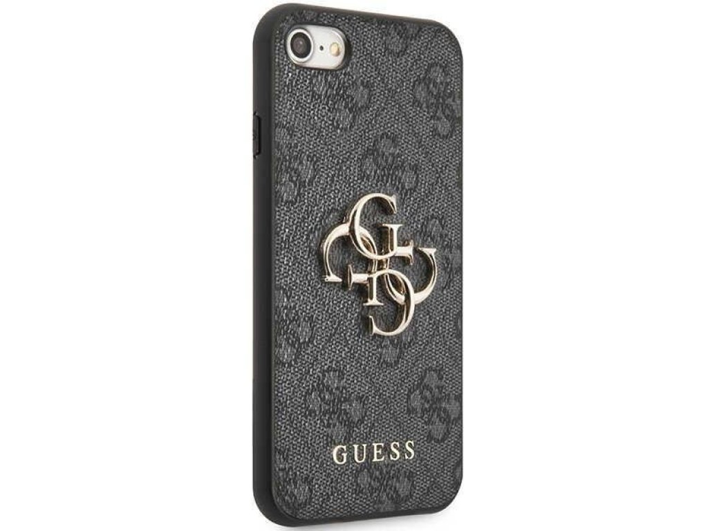 Guess Pevný obal 4G velké kovové logo pro iPhone 7 / 8 / SE 2020 / 2022 - šedé 