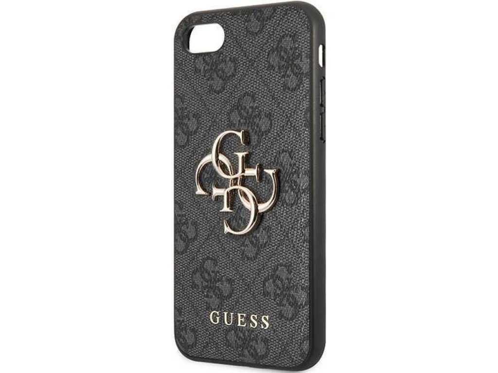 Guess Pevný obal 4G velké kovové logo pro iPhone 7 / 8 / SE 2020 / 2022 - šedé 