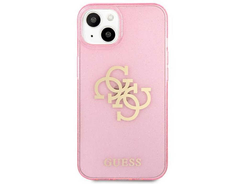 Guess Pevné pouzdro Glitter 4G Big Logo pro iPhone 13 mini 5,4" - růžové