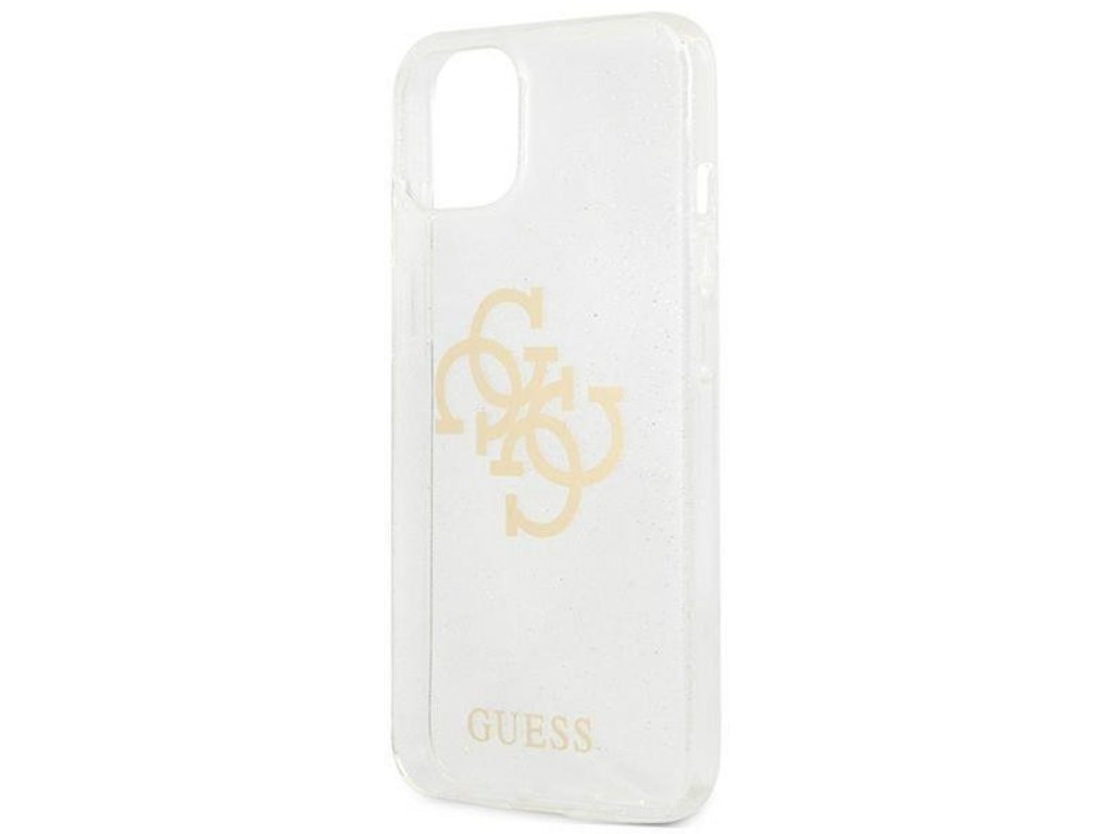 Guess pevné pouzdro Glitter 4G Big Logo pro iPhone 13 mini 5,4" - průhledné 