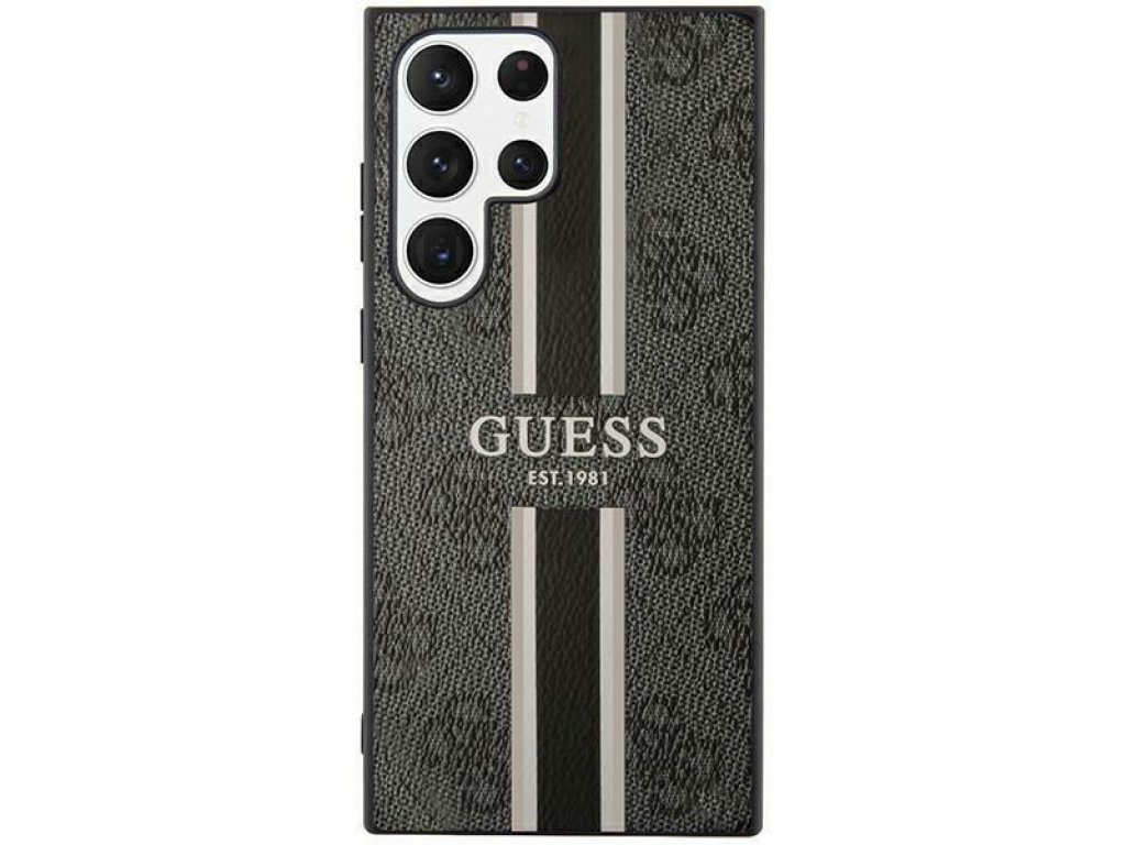 Guess Pevné pouzdro 4G Printed Stripe pro Samsung Galaxy S23 Ultra - černé