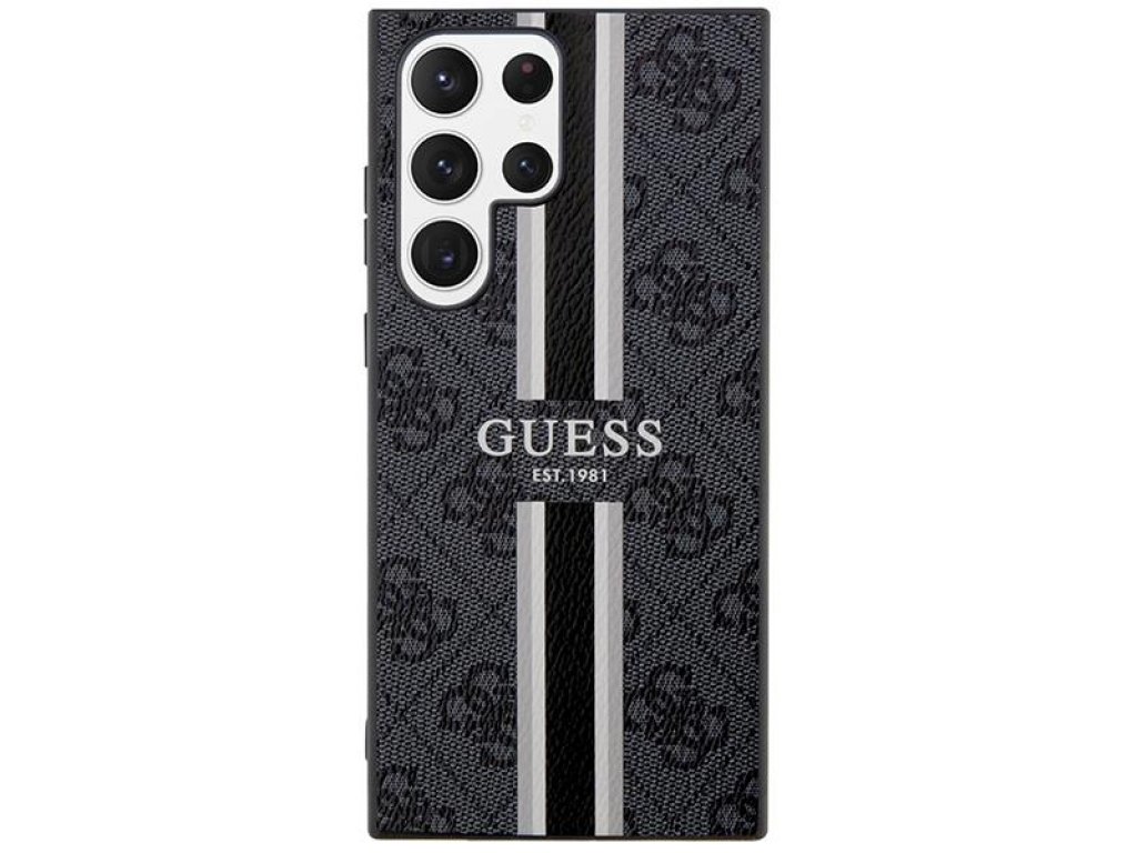 Guess Pevné pouzdro 4G Printed Stripe pro Samsung Galaxy S23 Ultra - černé