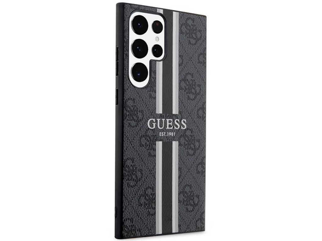 Guess Pevné pouzdro 4G Printed Stripe pro Samsung Galaxy S23 Ultra - černé