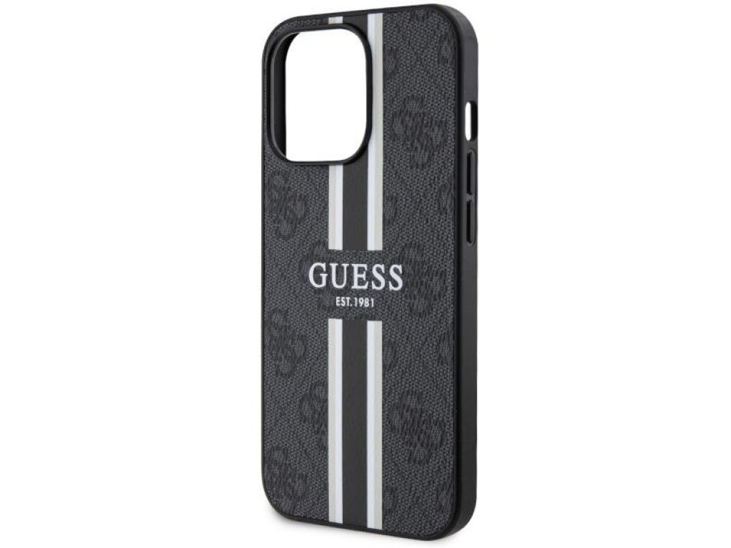 Guess Pevný obal 4G Printed Stripes MagSafe pro iPhone 13 Pro / 13 6,1" - černý 