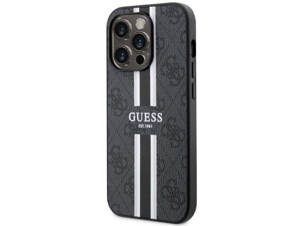 Guess Pevné pouzdro 4G Printed Stripes MagSafe pro iPhone 14 Pro 6,1" - černé