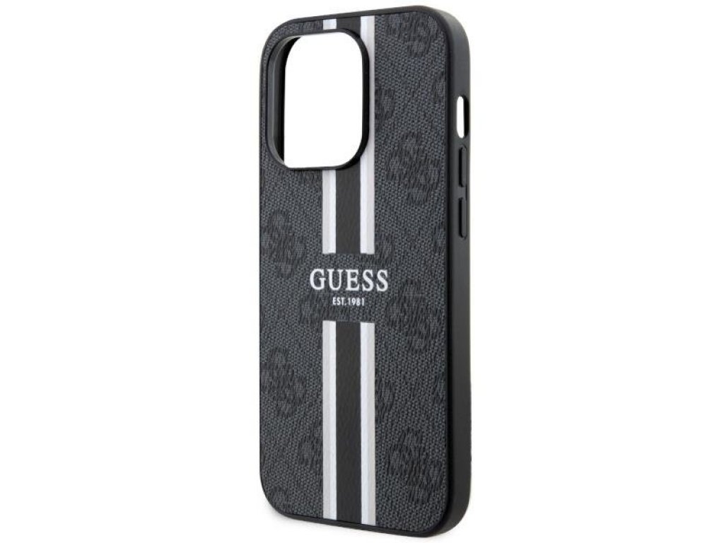 Guess Pevné pouzdro 4G Printed Stripes MagSafe pro iPhone 14 Pro 6,1" - černé