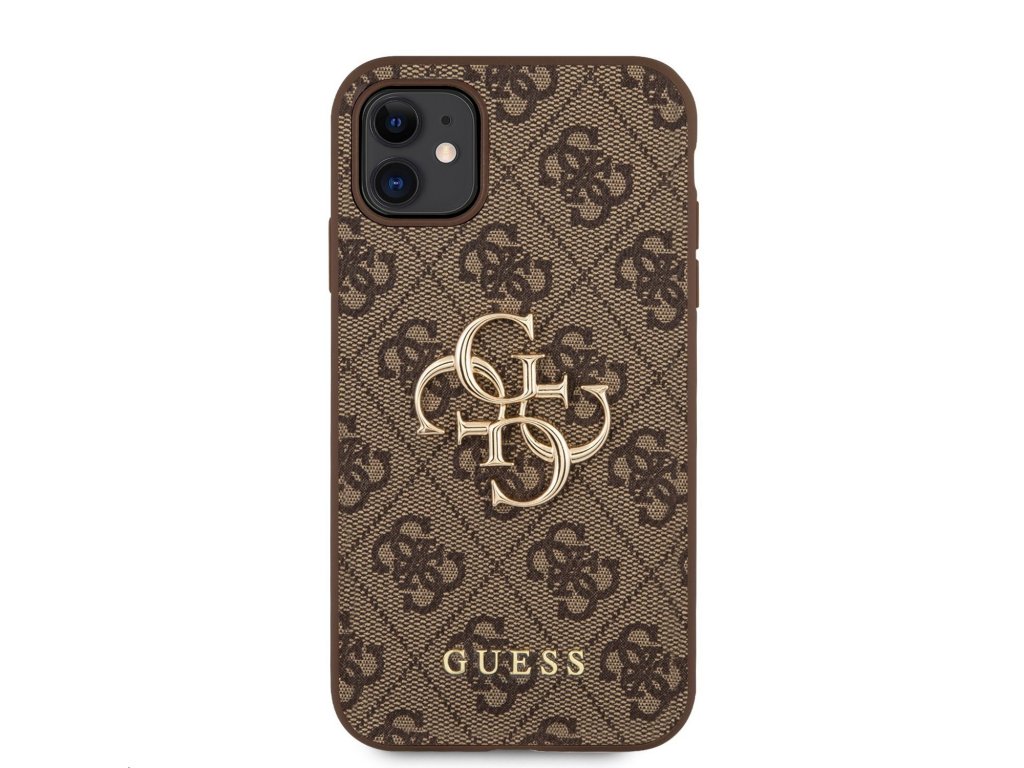 Guess PU 4G Metal Logo Zadní Kryt pro iPhone 11 Brown