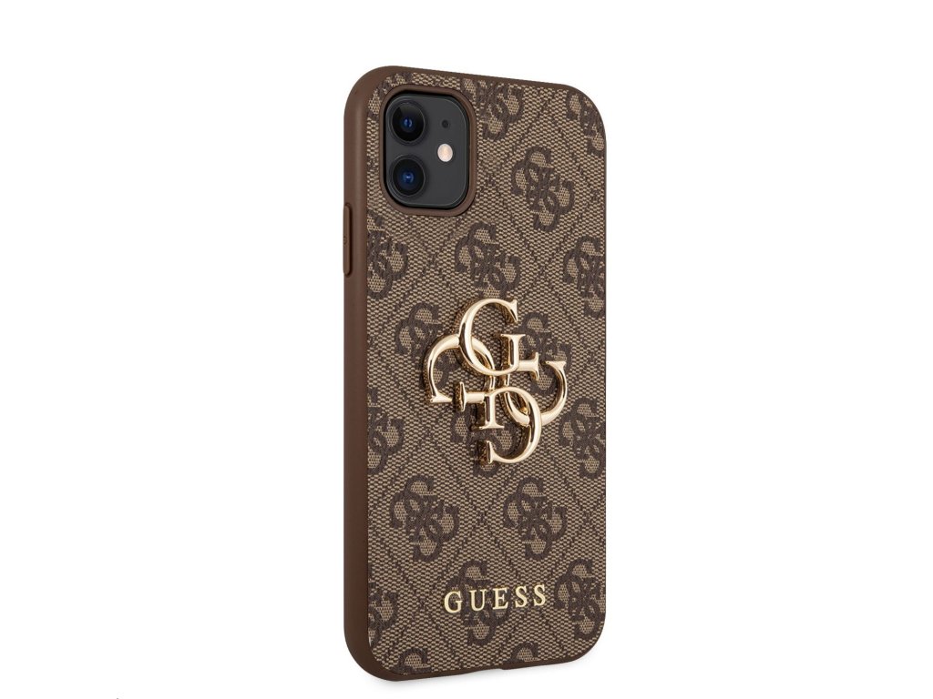 Guess PU 4G Metal Logo Zadní Kryt pro iPhone 11 Brown