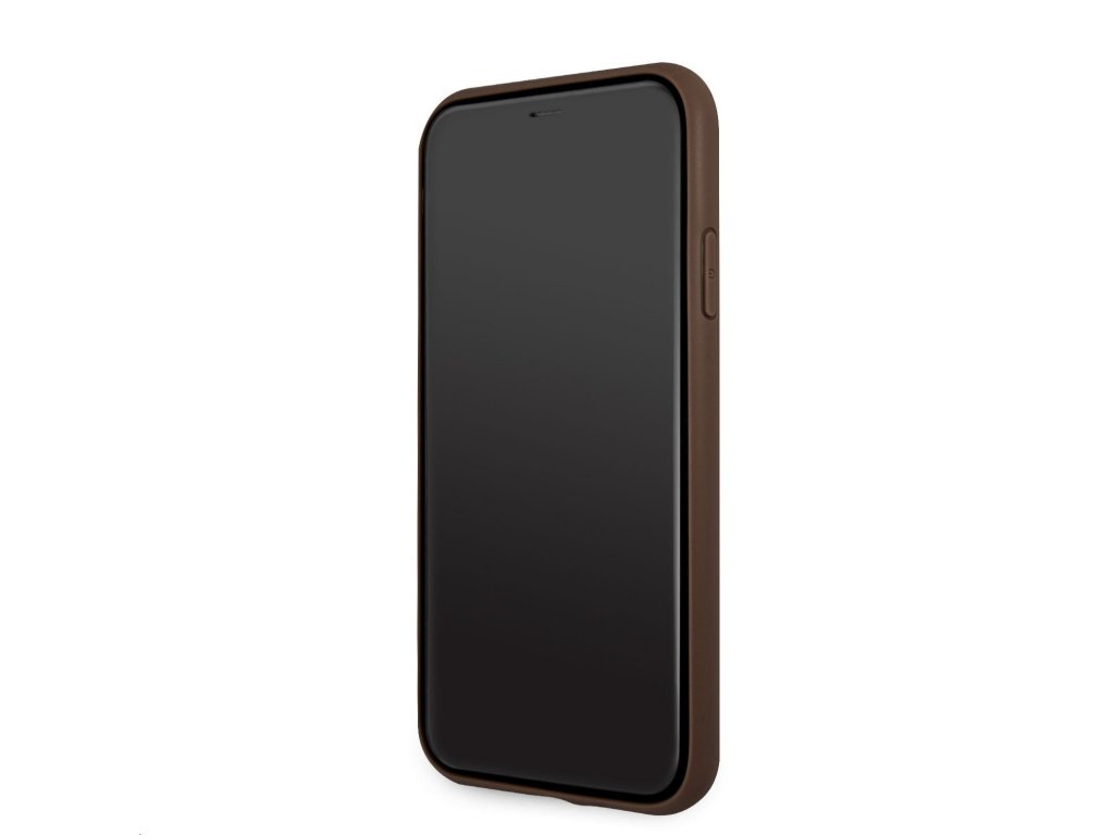 Guess PU 4G Metal Logo Zadní Kryt pro iPhone 11 Brown