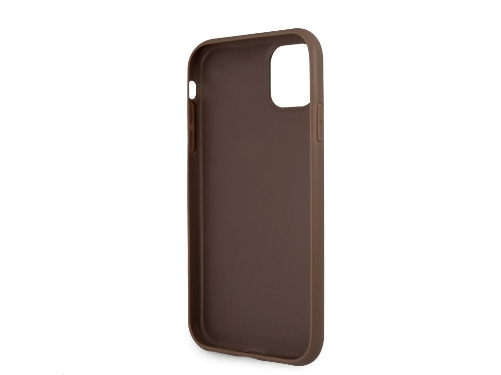 Guess PU 4G Metal Logo Zadní Kryt pro iPhone 11 Brown