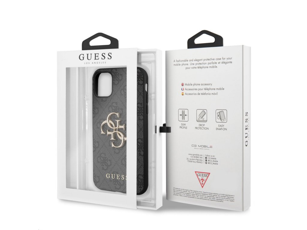 Zadní Kryt Guess PU 4G Metal Logo pro iPhone 11 - šedý