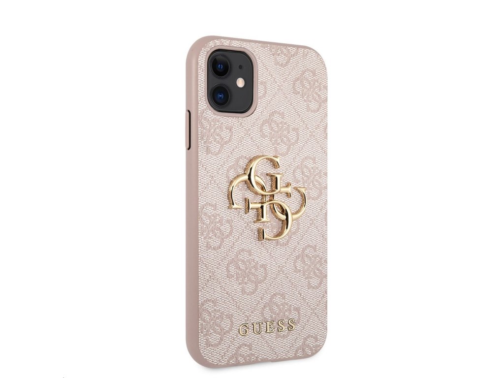 Zadní Kryt Guess PU 4G Metal Logo pro iPhone 11 - růžový