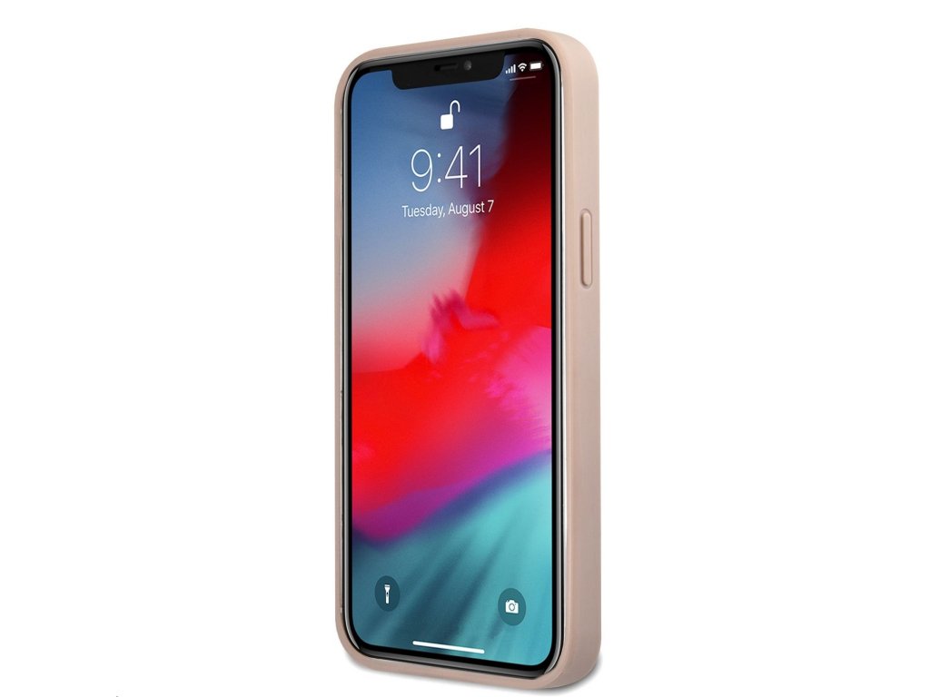 Zadní Kryt Guess PU 4G Metal Logo pro iPhone 12/12 Pro - růžový