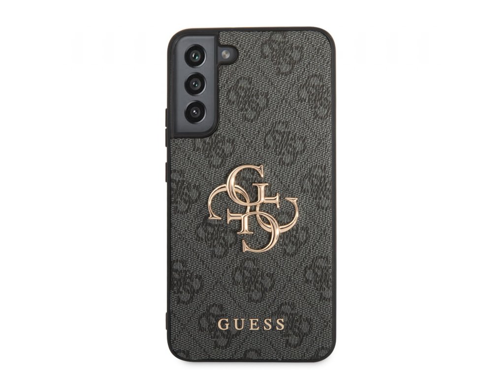 Zadní kryt Guess PU 4G Metal Logo pro Samsung Galaxy S23 Plus - šedý