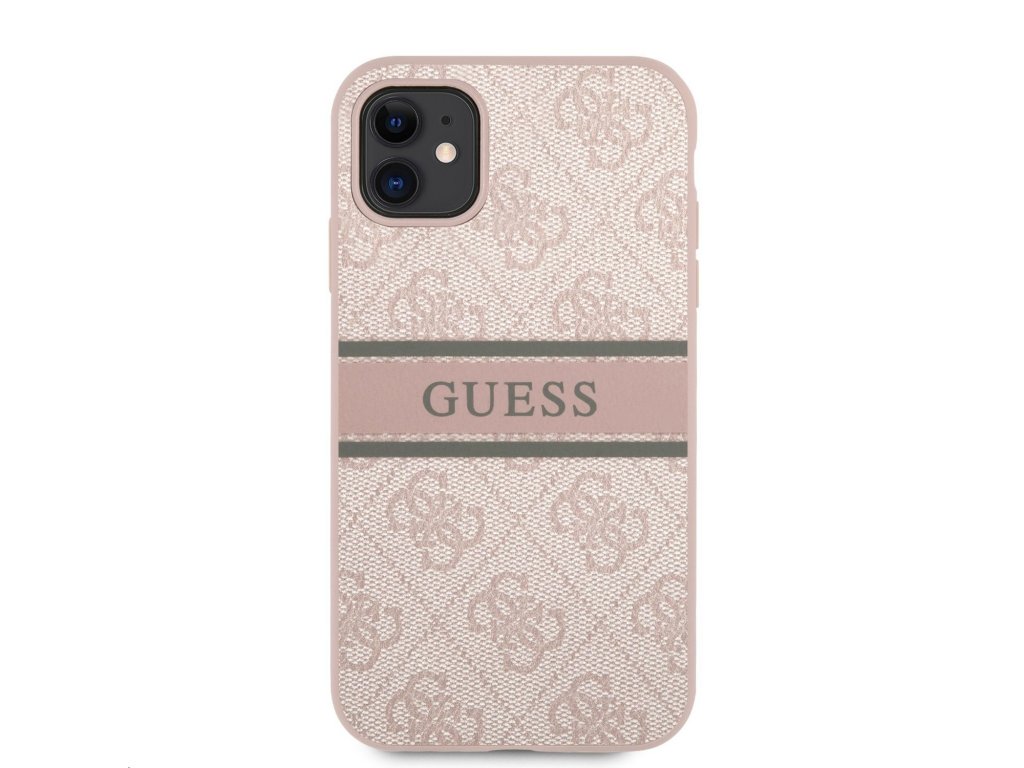 Zadní Kryt Guess PU 4G Printed Stripe pro iPhone 11 - růžový