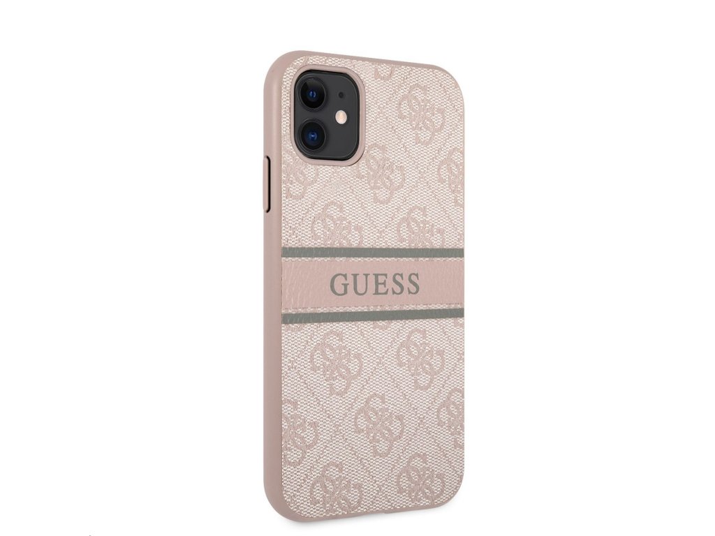 Zadní Kryt Guess PU 4G Printed Stripe pro iPhone 11 - růžový