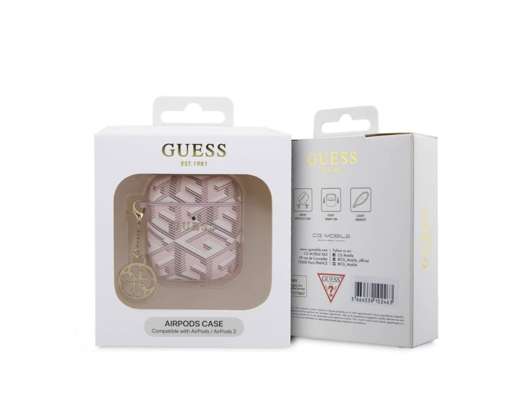 Guess PU G Cube Charm Pouzdro pro AirPods 1/2 Pink