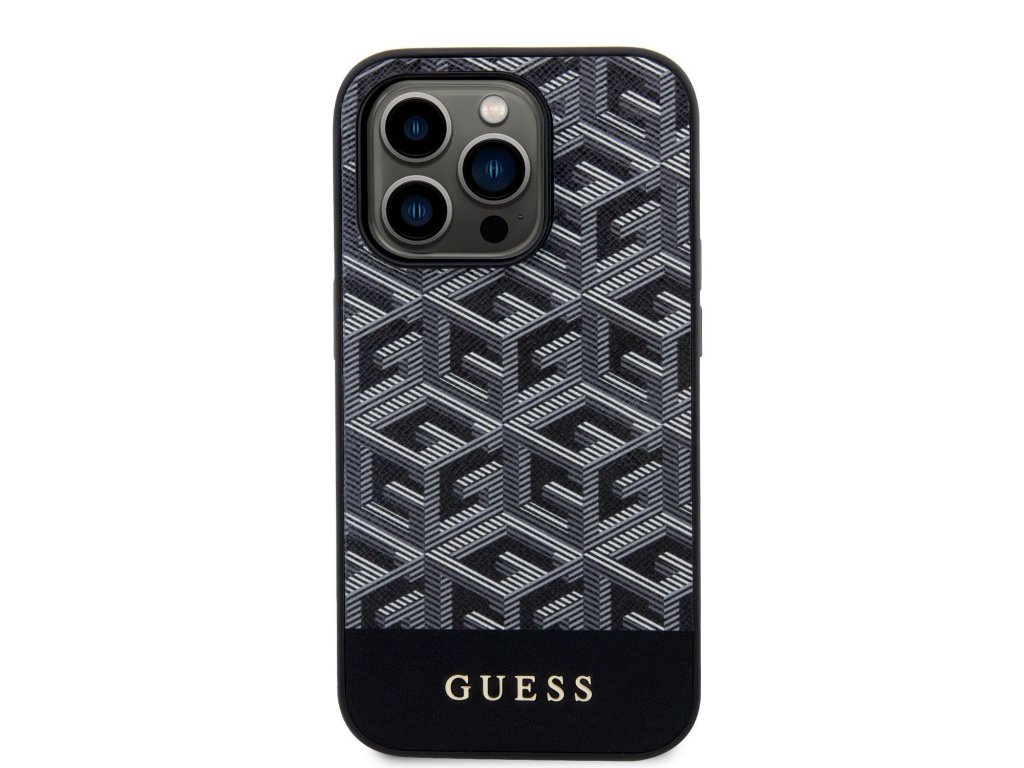 Guess PU G Cube MagSafe Kompatibilní Zadní Kryt pro iPhone 14 Pro Black