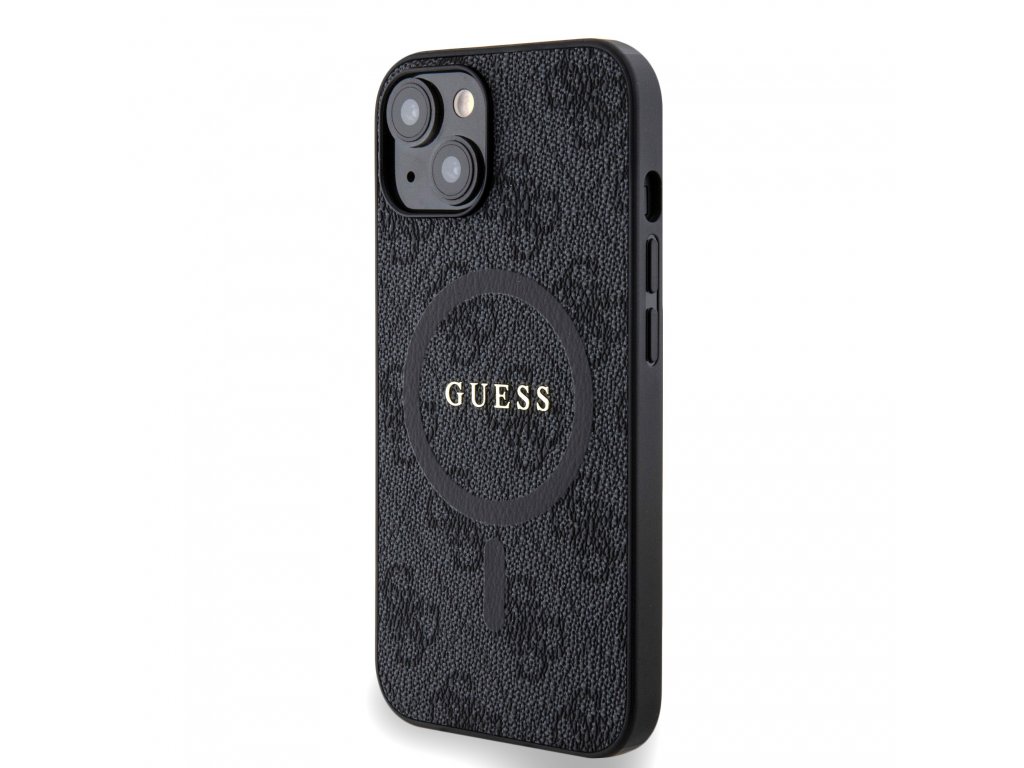 Kryt Guess PU Leather 4G Colored Ring MagSafe pro iPhone 14 - černý