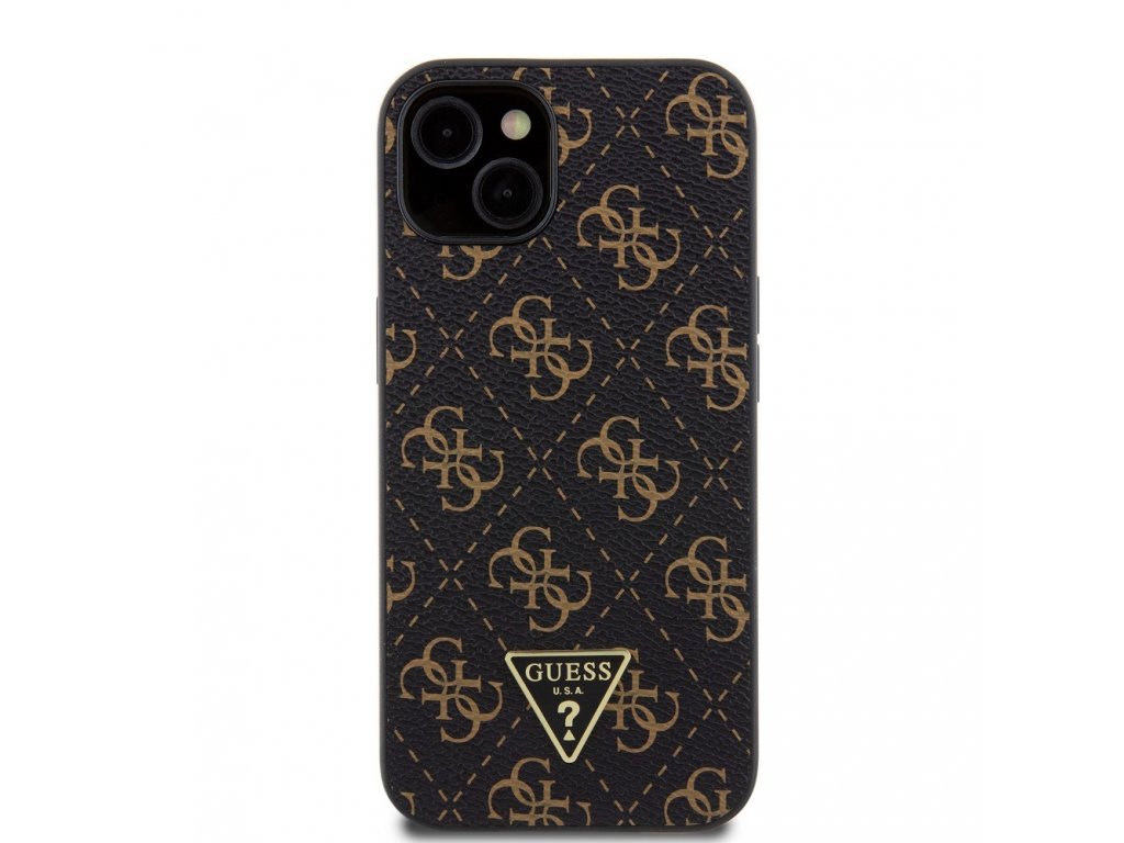 Kryt Guess PU Leather 4G Triangle Metal Logo pro iPhone 13 - černý