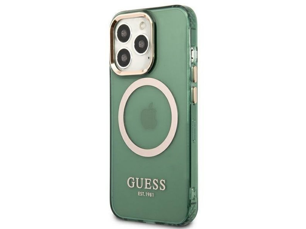 GUHMP13LHTCMA Pevné pouzdro Gold Outline Translucent MagSafe pro iPhone 13 Pro / 13 - 6,1" - zelené