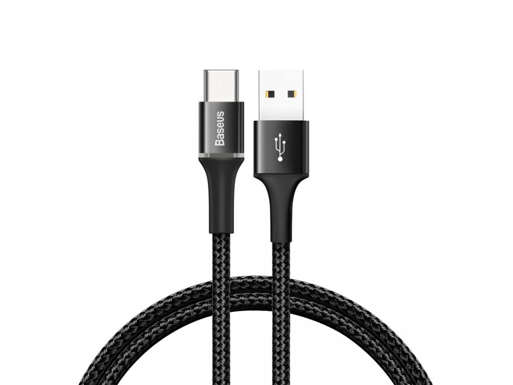 Halo Data Cable odolný nylonový kabel USB / USB-C s diodou LED 3A 0,5M černý (CATGH-A01)