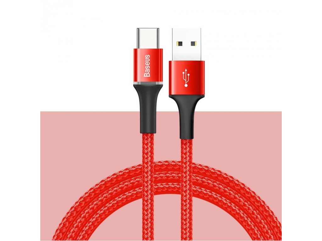 Halo Data Cable odolný nylonový kabel USB / USB-C s diodou LED 3A 0,5M černý (CATGH-A01)