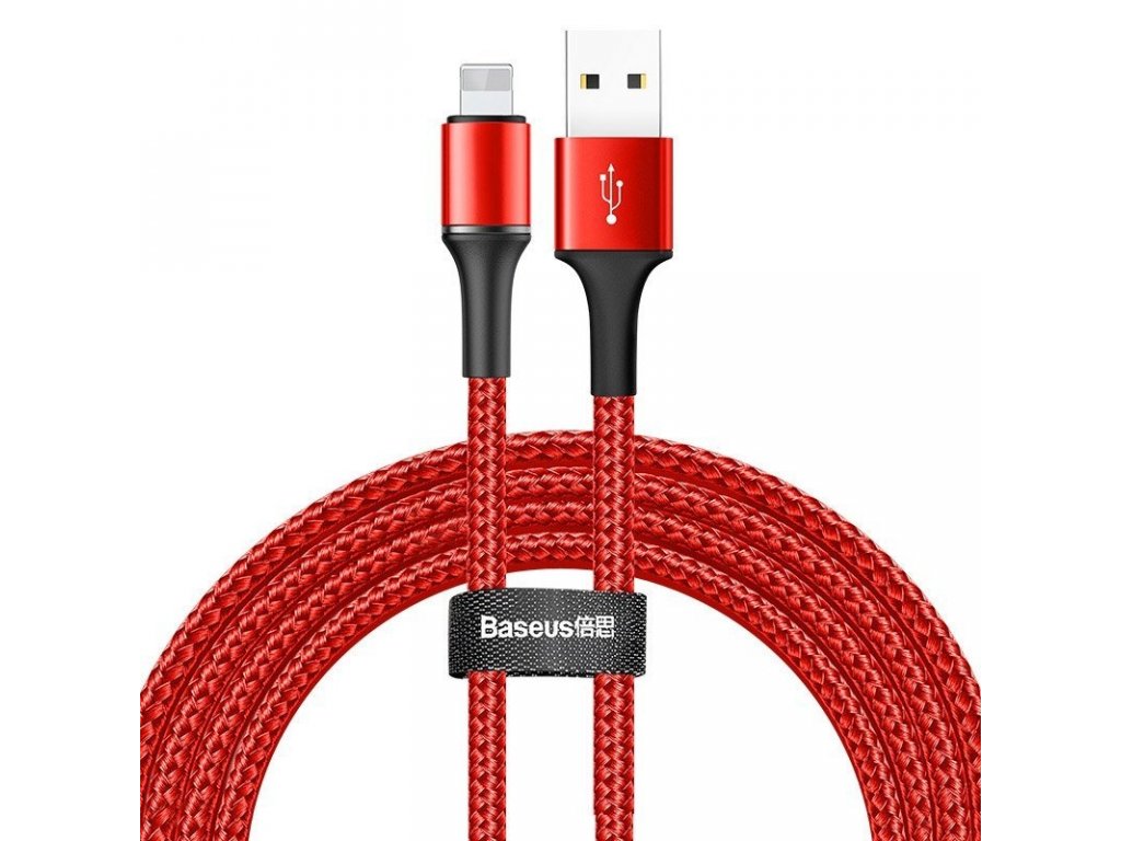 Halo Data Cable podsvícený nylonový kabel USB / Lightning z diodou LED 1.5A 2m červený (CALGH-C09)