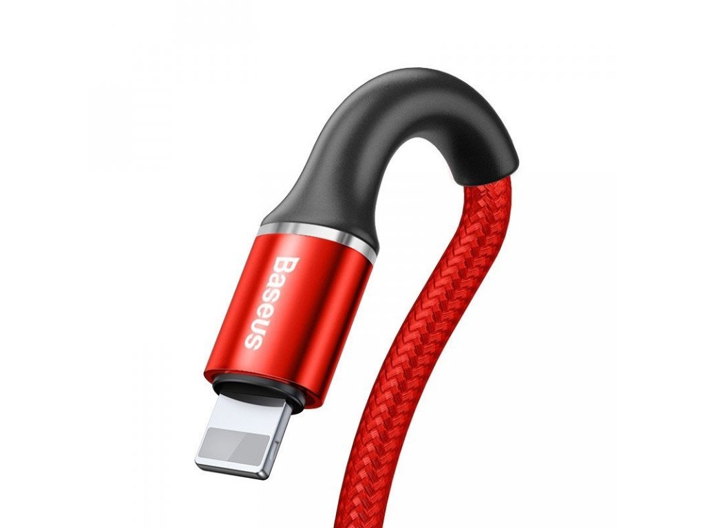 Halo Data Cable podsvícený nylonový kabel USB / Lightning z diodou LED 1.5A 2m červený (CALGH-C09)