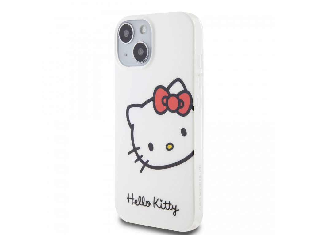 Kryt Hello Kitty IML Head Logo pro iPhone 15 - bílý