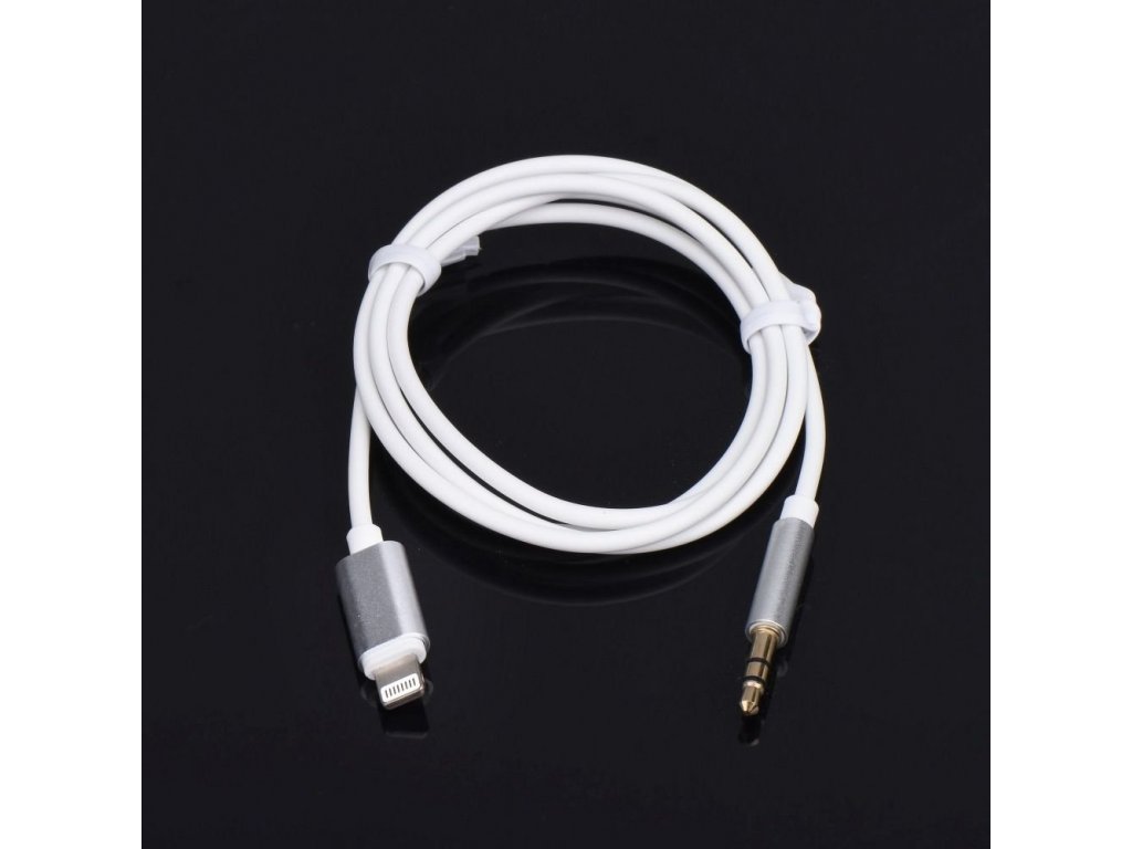 HF/audio adaptér pro iPhone Lightning 8-pin - Jack 3,5 mm bílý kabel (samec)
