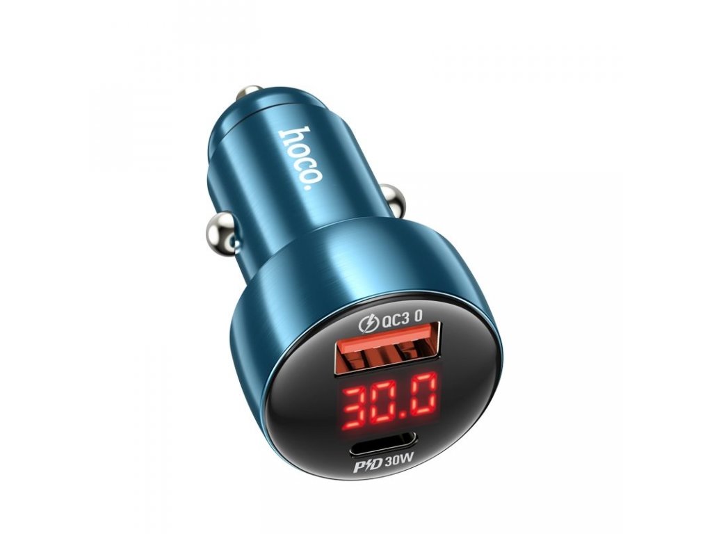 HOCO car charger USB QC 3.0 + Type C PD 48W Leader Z50 metal grey