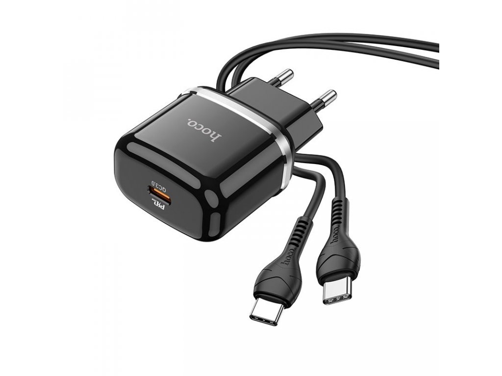 HOCO charger Type C PD 20W Fast Charge Victorious with cable for Type C N24 black