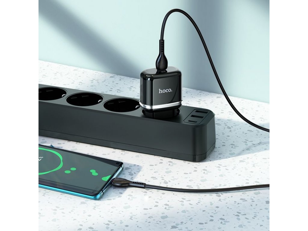 HOCO charger Type C PD 20W Fast Charge Victorious with cable for Type C N24 black