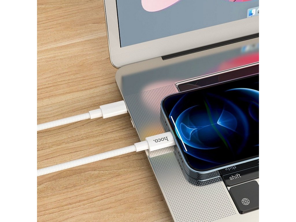 HOCO kabel typu C pro iPhone Lightning 8-pin Power Delivery Fast Charge PD20W X56 bílý