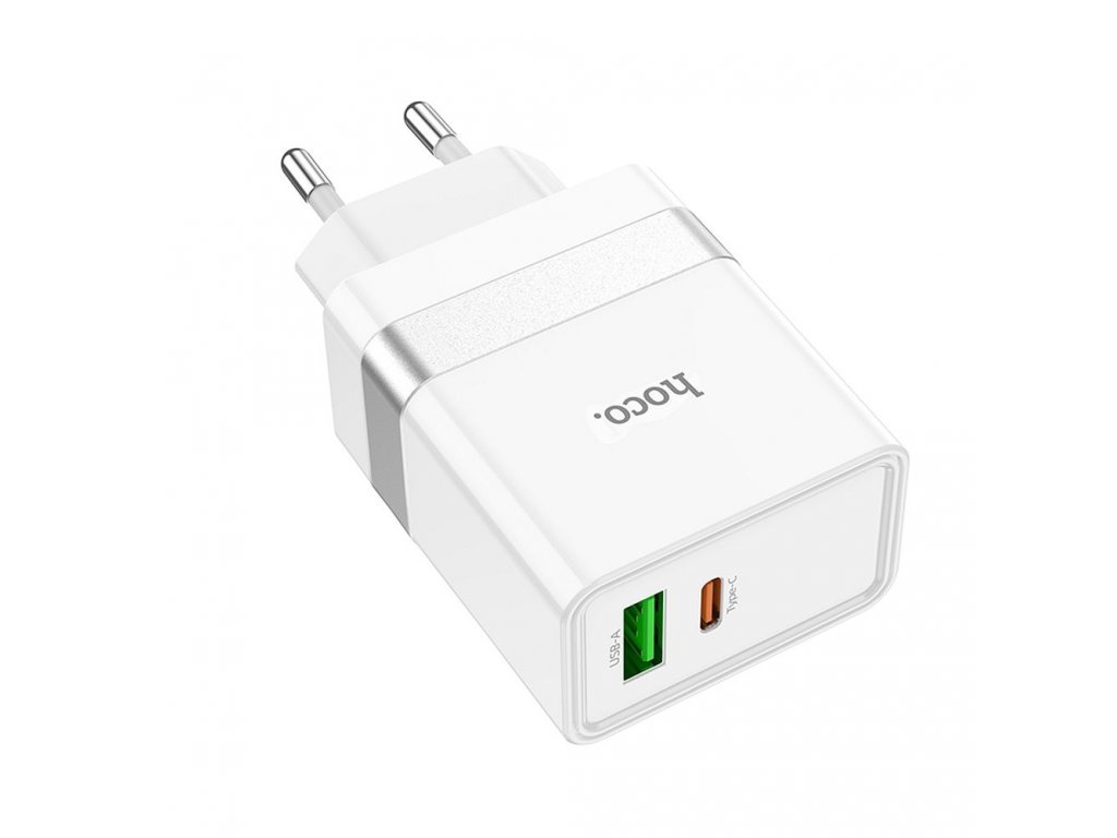 Cestovní nabíječka HOCO Typ C + USB QC3.0 Power Delivery 30W Starter N21 - bílá