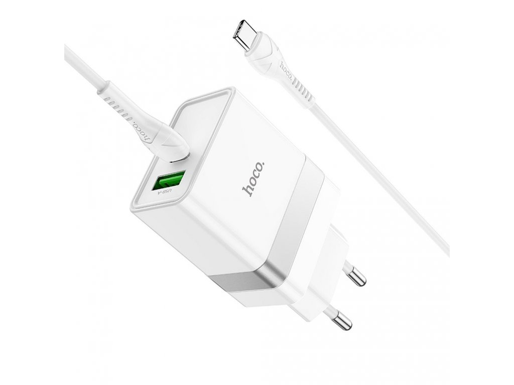 HOCO travel charger Type C + USB QC3.0 with cable for Type C Power Delivery 30W Starter N21 white