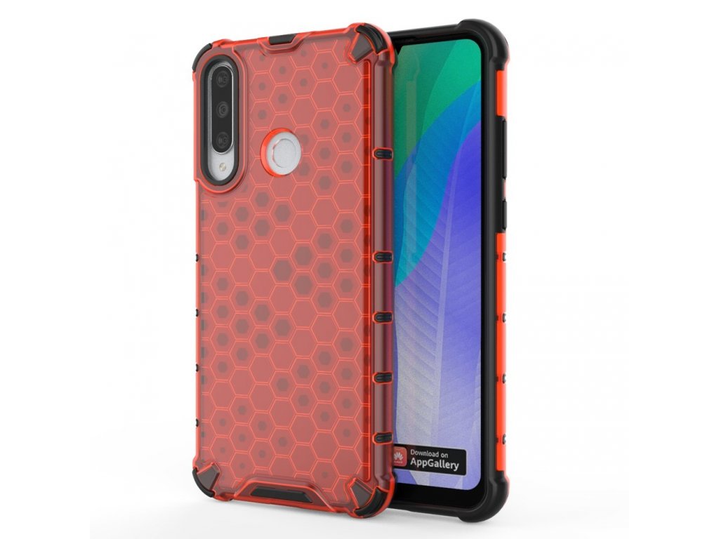 Honeycomb pancéřové pouzdro s gelovým rámem Huawei Y6p červené