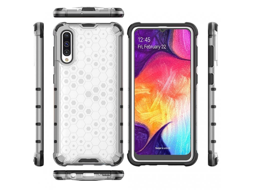 Honeycomb pancéřové pouzdro s gelovým rámem Samsung Galaxy A50 červené