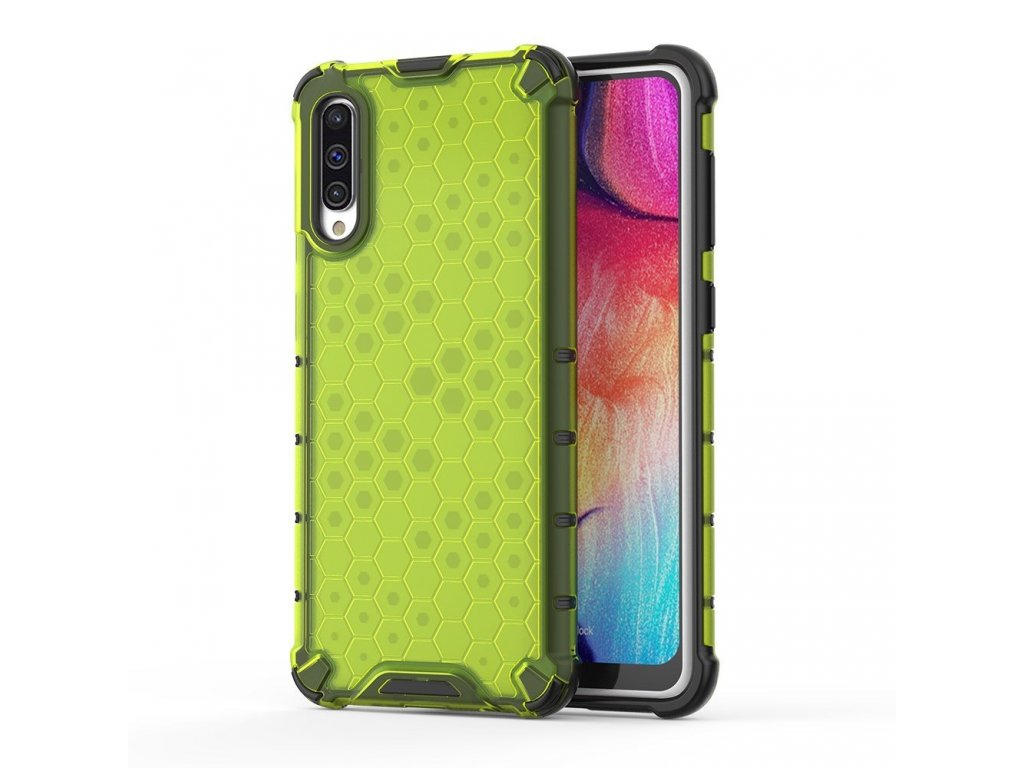 Honeycomb pancéřové pouzdro s gelovým rámem Samsung Galaxy A50 zelené