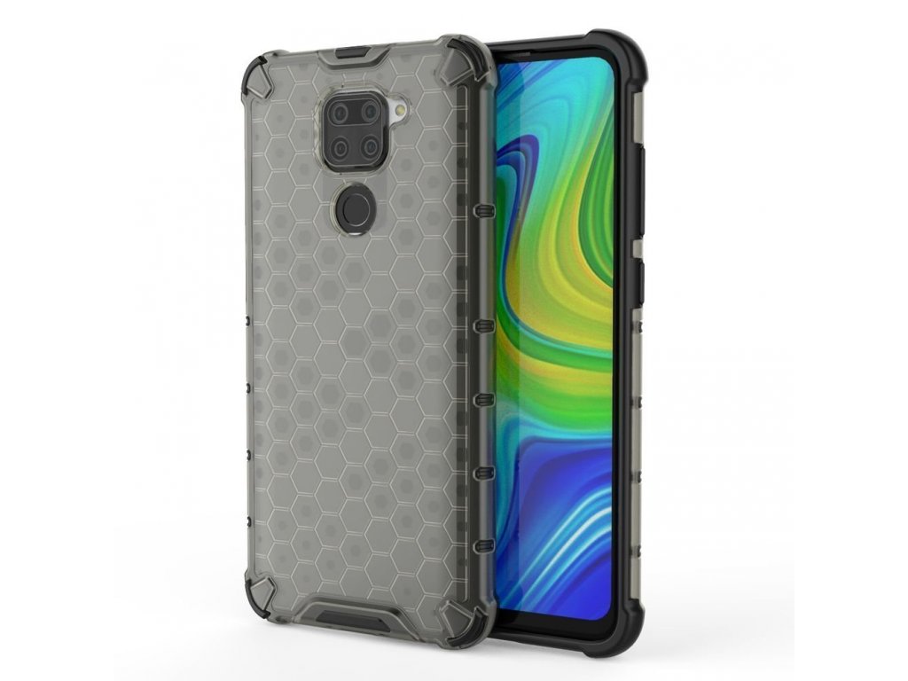 Honeycomb pancéřové pouzdro s gelovým rámem Xiaomi Redmi 10X 4G / Xiaomi Redmi Note 9 černé