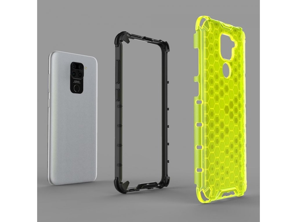 Honeycomb pancéřové pouzdro s gelovým rámem Xiaomi Redmi 10X 4G / Xiaomi Redmi Note 9 průsvitné