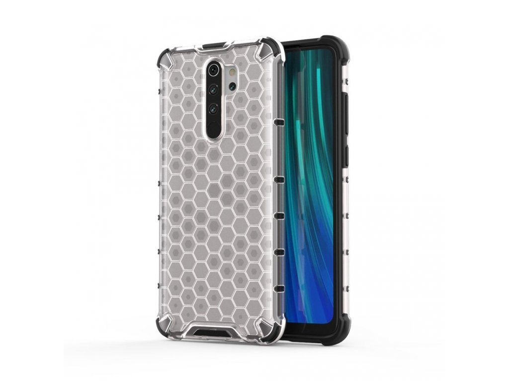 Honeycomb pancéřové pouzdro s gelovým rámem Xiaomi Redmi Note 8 Pro průsvitné