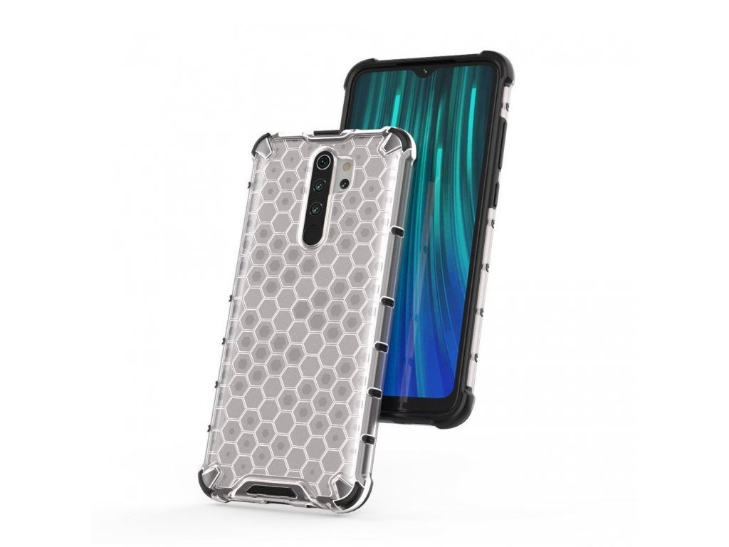 Honeycomb pancéřové pouzdro s gelovým rámem Xiaomi Redmi Note 8 Pro průsvitné