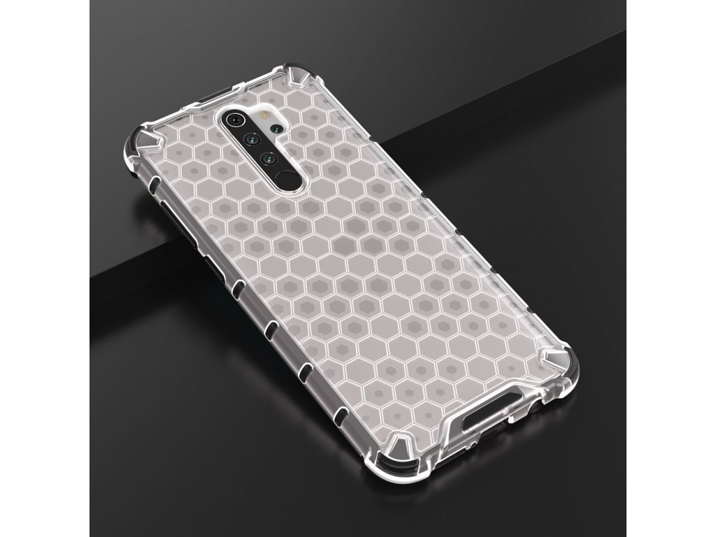 Honeycomb pancéřové pouzdro s gelovým rámem Xiaomi Redmi Note 8 Pro průsvitné