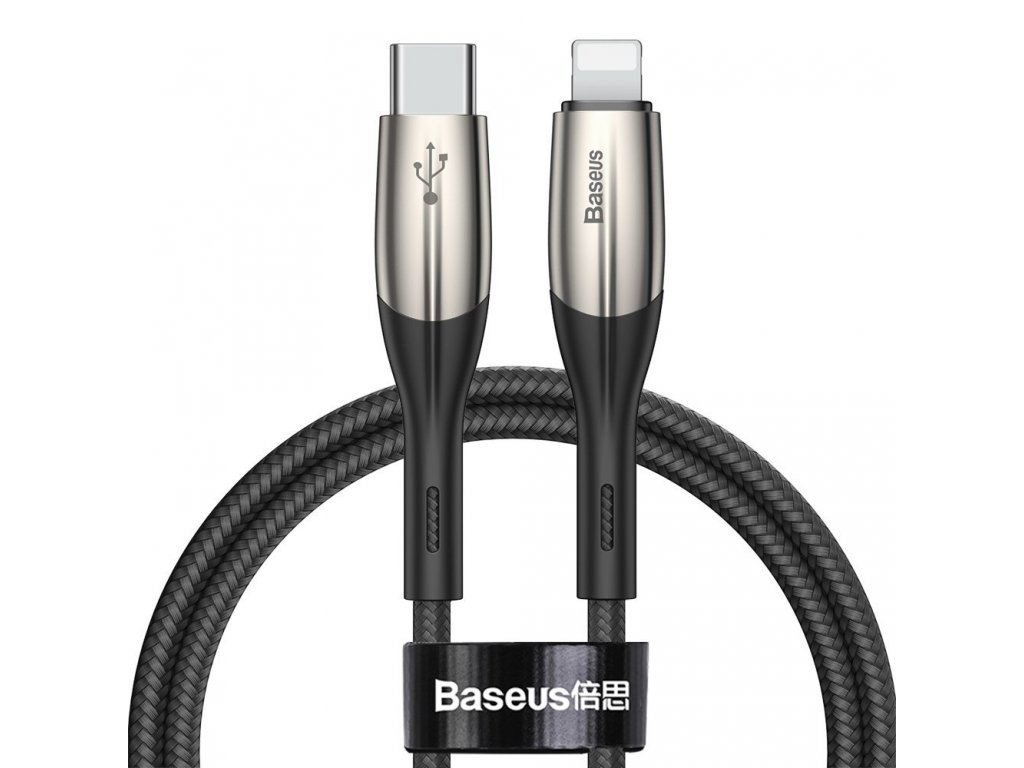 Horizontální datový kabel Type-C k iP PD 18W 1m - černý
