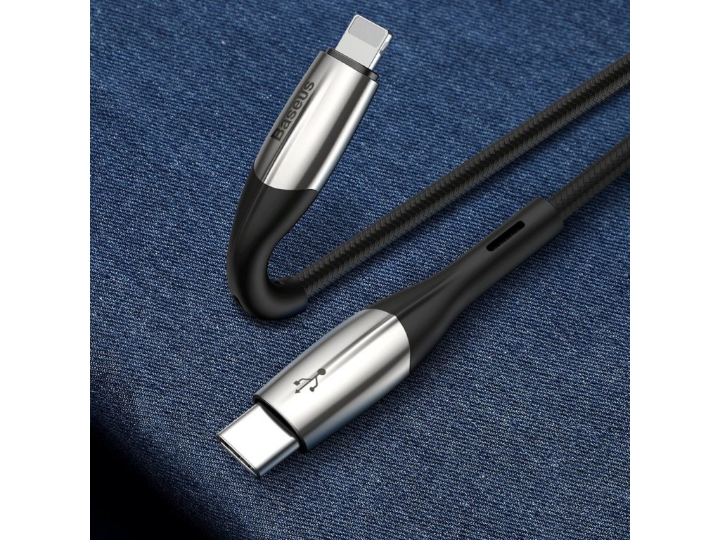 Horizontální datový kabel Type-C k iP PD 18W 1m - černý