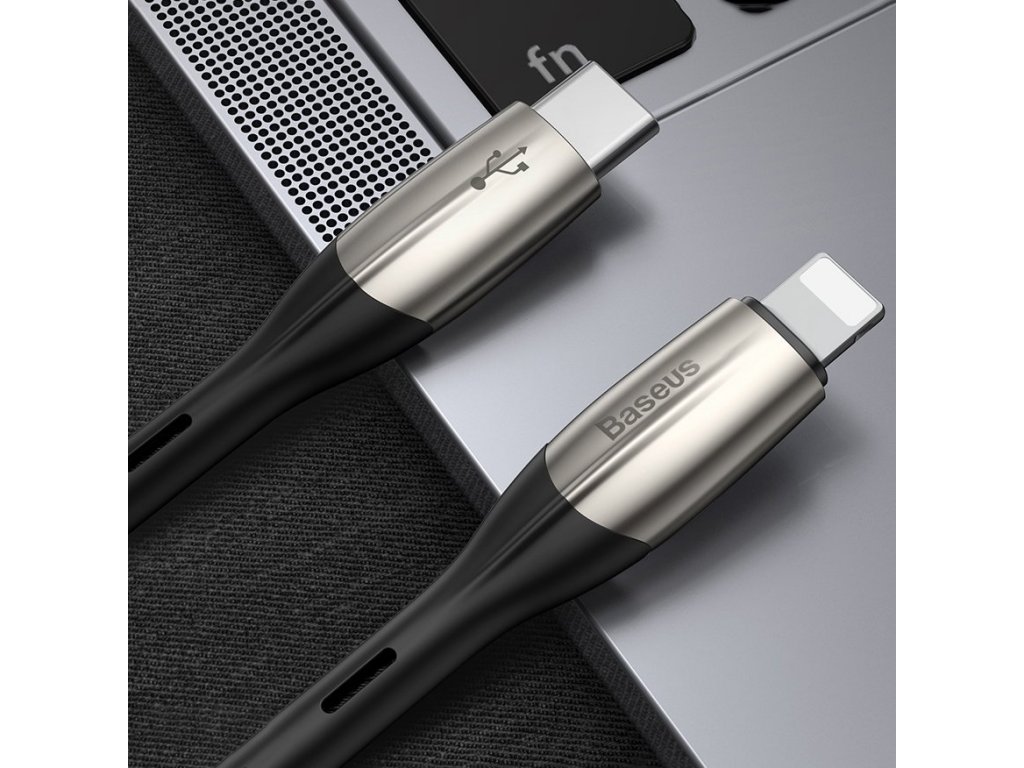 Horizontální datový kabel Type-C k iP PD 18W 1m - černý