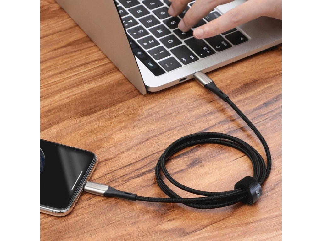 Horizontální datový kabel Type-C k iP PD 18W 1m - černý