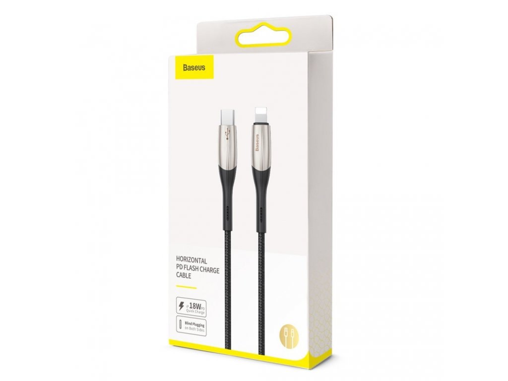Horizontální datový kabel Type-C k iP PD 18W 1m - černý